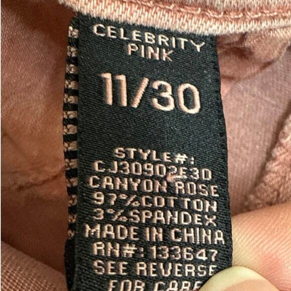 Celebrity Pink Dusty Rose Pink Denim Raw Hem Cut off Shorts with Lace Detail - Picture 5 of 6